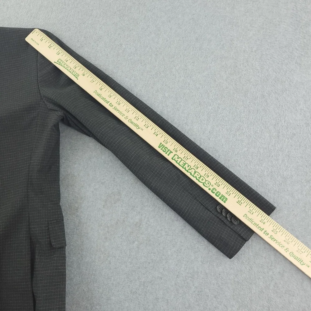 Banana Republic Suit Jacket Mens 36 Gray Check Extra Slim Fit Stretch Blazer